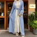 Middle Eastern Fashion Muslim Slim Fit Long Sleeve Cardigan With Lace Trim And Gorgeous Flowing Skirt (with Headscarf) 1484_ecoleips.com