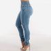 Women's Clothing New Elastic Slim Jeans Women's Button Pencil Slim High Waist Hip Trousers_ecoleips.com
