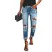 Women's Straight Leg Jeans Ripped Details Stretch Cigarette Pants European American Style Denim_ecoleips.com