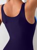 Women's One Piece Swimsuit Solid Color Splice Slim Fit Athletic Sports Swimwear For Training Leisure_ecoleips.com