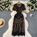 Women's Clothing High-end Lace Dress Spring And Summer New Design V-neck Slimming Elegant Celebrity Ladies Little Black Dress_ecoleips.com