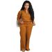 Women's Clothing Autumn And Winter Style Solid Color Loose Zipper Drawstring Pants Sports Two Piece Suit_ecoleips.com