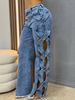 Women's Clothing High-Waisted Wide-Leg Jeans Heavy-Duty Rhinestone Cutout Design Stylish Straight-Leg Pants For Women_ecoleips.com