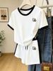 Women's Clothing Retro Suit Women's Summer New Loose Letter Print Short Sleeved Shorts Sports Leisure Two Piece Suit Ins_ecoleips.com