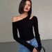 Black Sexy Base Shirt For Women, Autumn Versatile Long Sleeve T-Shirt, Slim Fit Inner Layer, Off-Shoulder Clavicle Top_ecoleips.com