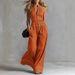 Women's Clothing Sleeveless Jumpsuit, Stand Collar Wide Leg Romper For Casual And Office Wear_ecoleips.com