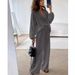 Women's Clothing Women's Fashionable Casual Cotton Linen Cardigan Autumn Spring Wide Leg Pants Set Long Sleeve Pocket Sports Suit_ecoleips.com
