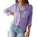 Women's Clothing New Printed Striped Cardigan Tops Casual Fashion Long Sleeved Shirt_ecoleips.com