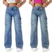 Women's High Waist Vintage Multi-Pocket Straight Leg Jeans - Comfortable Stretch Denim For Casual & Streetwear Fashion_ecoleips.com