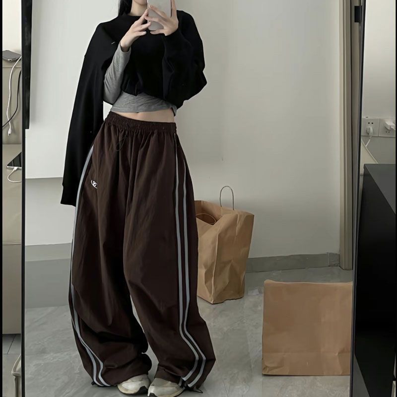 New Style Personality Trend Drawstring On Both Sides Leisure Elastic Waist Multi Color Trousers_ecoleips.com