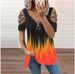 Aria Basics Aria Basics 2023 European And American Cross-border Clothing V-neck Zipper Pullover Printed Short-sleeve Loose T-shirt Women's_ecoleips.com
