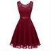 European And American Cross-border Spring/summer New Sleeveless Elegant Lace Hepburn Patchwork Dress_ecoleips.com