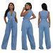 Women's Clothing Tight Waist Slim Elastic Washed Denim Jumpsuit_ecoleips.com