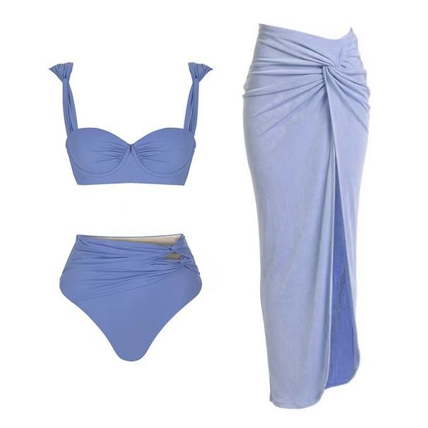 Women's Clothing Solid Color Split Sexy Steel Support Gathered Swimsuit Spot_ecoleips.com