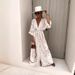 Foreign Trade 2025 European And American Spring/Summer New Elegant V-neck Short-sleeve Printed Slit Maxi Dress_ecoleips.com