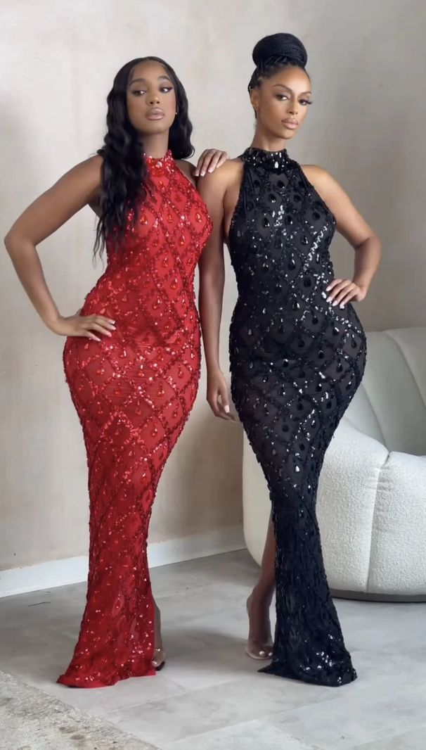 Women's Clothing Fashion New Products Temperament Celebrity Diamond Studded Slim Evening Dress Long Dress Women's Clothing_ecoleips.com