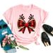 European And American Cross-border Foreign Trade Clothing Christmas Bow Round-neck Printed Women's Short-sleeve T-shirt_ecoleips.com