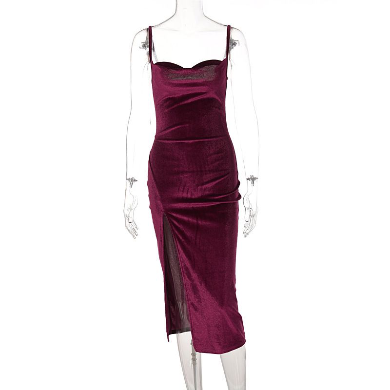 2024 New Spring Fashion Sexy Slim Fit Slit Strap Dress For Women Wholesale_ecoleips.com
