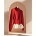 girl Shanli Dadi Loose Fit Soft Lazy Style Christmas Red Sweater For Women Winter Unique Thick Knit_ecoleips.com