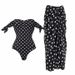 Women's Clothing Women's Strapless Polka Dot Swimsuit Set Quick-Dry Polyester High End Modest Coverage Beach And Pool Ready Short Sleeve Style_ecoleips.com