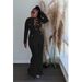 YM New Women's Clothing 2025 Autumn Fashion Hook Pattern Turn-down Collar Long Sleeve Pants Set_ecoleips.com