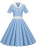 Summer Women Dress Casual Midi Work Office Party Sundres Elegant Vintage Notched Jurken_ecoleips.com