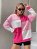 Women's Color Block Hooded Sweatshirt, Casual Loose Fit Long Sleeve Pullover, Soft Polyester-Spandex Blend Top For Fall & Winter (S-XXL)_ecoleips.com