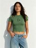 Women's Cropped T-Shirt, Slim Fit Crew Neck Short Sleeve Tee With "Dr." Letter & Butterfly Floral Print, Casual Summer Streetwear Crop Top_ecoleips.com