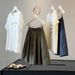 Retro Women's Drawstring Striped Casual Pants Slimming Flattering Loose Fit Wide Leg Shorts Five Point Skirt Style Summer_ecoleips.com