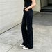 High Waisted Stretch Flared Jeans for Women Slimming Design Frayed Edges Black Platform Jeans_ecoleips.com