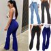 Flared Jeans, European And American Style, Butt-Lifting Slimming Pants, Women's Plus Size Long Pants For_ecoleips.com