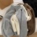 Women's Clothing Fleece-Lined Zip-Up Hoodie - Cozy Winter Pullover With Stand Collar, Loose Fit Casual Outerwear For Daily Commute (Grey/Beige/Brown)_ecoleips.com