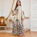 Muslim Dress Women Elegant Middle Eastern Abaya Dress – Flowing Long Sleeve Maxi Dress With Embroidery & Floral Print, Comfortable Polyester Fabric_ecoleips.com