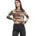 Aria Basics Aria Basics S32280 European And American Cross-border New Product Women's Sexy Leopard Print Mesh Printed Bodysuit T-shirt_ecoleips.com