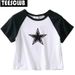 Y2K Star Crop Top Summer Fashion Unique Pentagram Navel-Revealing Short T-shirt For Women_ecoleips.com