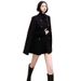 Korean-Style Black Cloak Coat With Versatile Loose Fit, Long-Length Woolen Jacket For Women_ecoleips.com