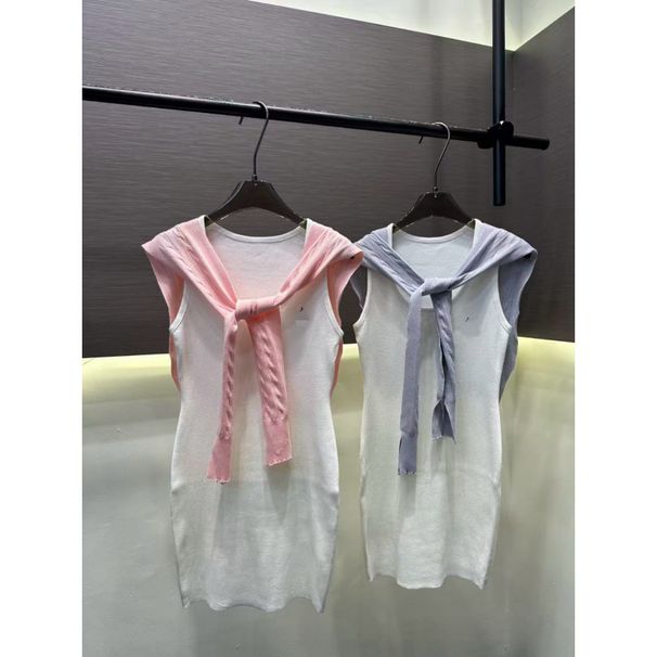 Trendy Brand Knitted Color-Blocked Cape + Dress Two-Piece Set, Slimming And Versatile Women's Dress, New Summer 2026_ecoleips.com
