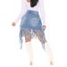 HSF2416 Fashion Trend Sexy Washed Denim Fringe High-Waisted Skirt_ecoleips.com