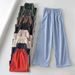 Women's Clothing High Waist Striped Straight Sports Quick Drying Pants Women Autumn Loose Slim Drawstring Wide Leg Casual Pants_ecoleips.com