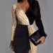 Women's Clothing Summer Double Sequined Gold And Black High Waist Solid Color Temperament Commuting Small Fresh Dress_ecoleips.com