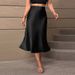 Women's Clothing Elegant Satin Midi Skirt For Women Autumn Fashion Polyester Mid-Length A-Line Skirt_ecoleips.com