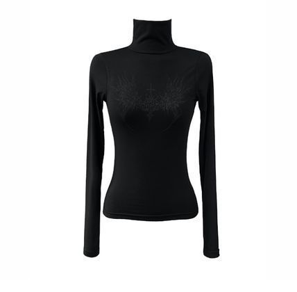 Women's Y2K Style Patterned Printed Long Sleeve High Neck Slim Fit T-Shirt European American Versatile Top Wholesale New Arrivals_ecoleips.com