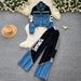 Premium Retro Patchwork Denim Slim Fit Two Piece Set for Women High Waist Slimming Relaxed And Stylish Spring Autumn_ecoleips.com