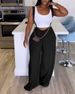 Women's Clothing Holiday Leisure Coffee Color Casual Drawstring Wide Leg Overalls_ecoleips.com