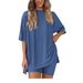 Women's Clothing Women's Loose Two Piece Suit Casual Fashion Solid Color Top And Shorts Set Short Sleeved European American Style Spring Summer_ecoleips.com