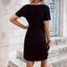 Women's Slim Fit Long Dress V Neck Lace Trim Solid Color Short Sleeved Versatile European American_ecoleips.com