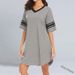 Color Blocked Loungewear V Neck Long T-Shirt Youth Casual Unisex Irregular Hem_ecoleips.com