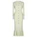 Women's Clothing Elegant V-Neck Long Sleeve Knitted Dress - Slimming Fishtail Hem In Pink, Burgundy, Black & Green_ecoleips.com