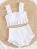 Women's Solid Color Two Piece Swimsuit Slimming Ruffled Sexy Swimwear For Hot Springs New Style Cute_ecoleips.com