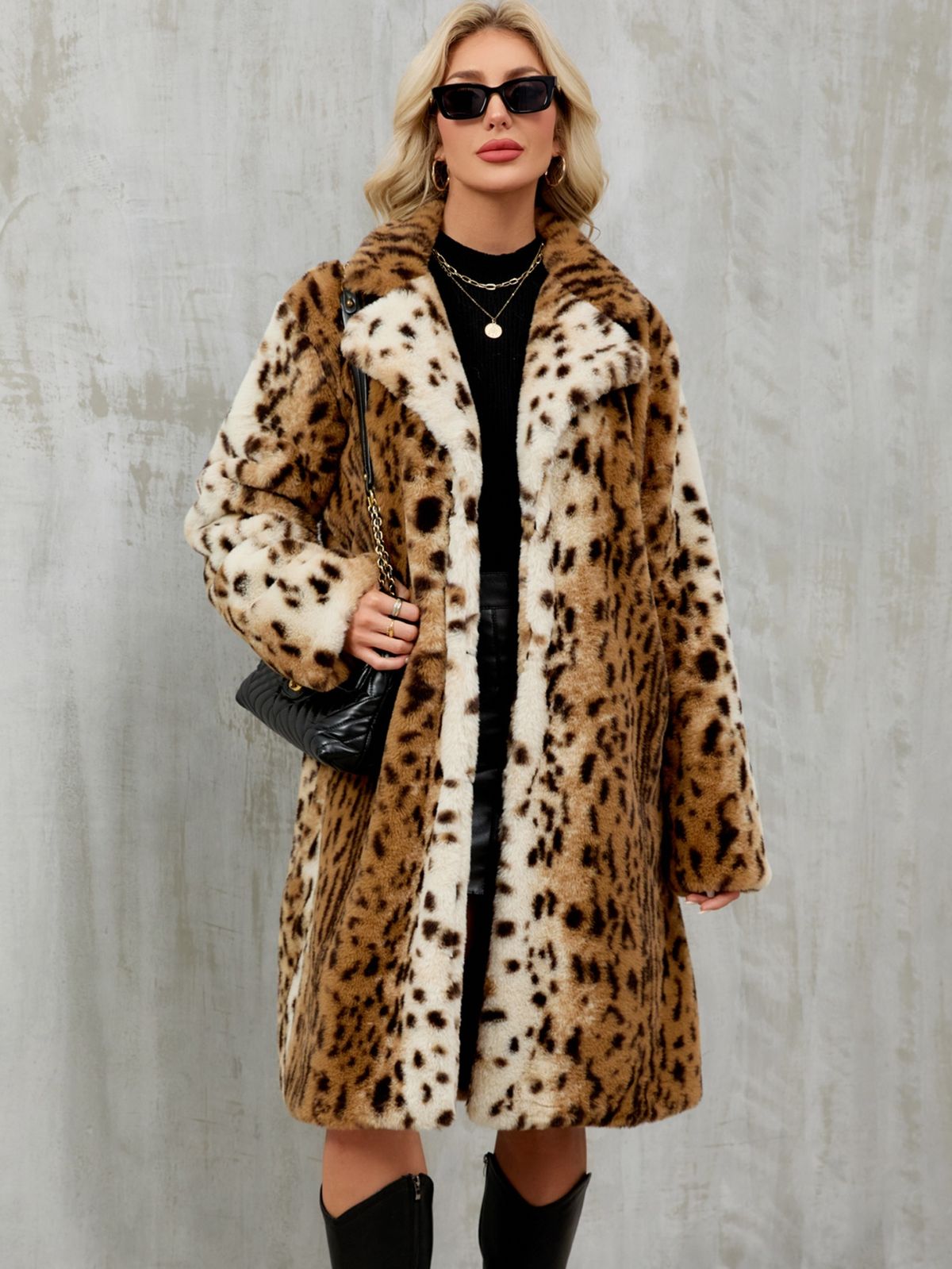 Luxury Faux Fur Coat – Oversized Long Women’s Jacket With Leopard Print, Vegan & Ethical Fashion_ecoleips.com